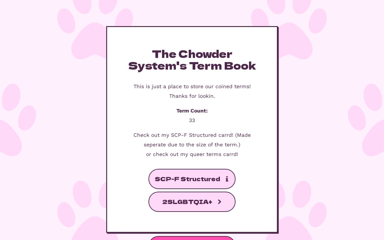 The Chowder System's Term Book
